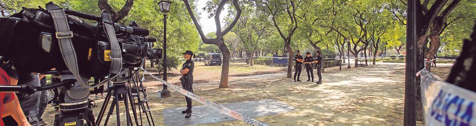 Cordón policial que rodeaba la zona donde se encontró el cuerpo de la víctima