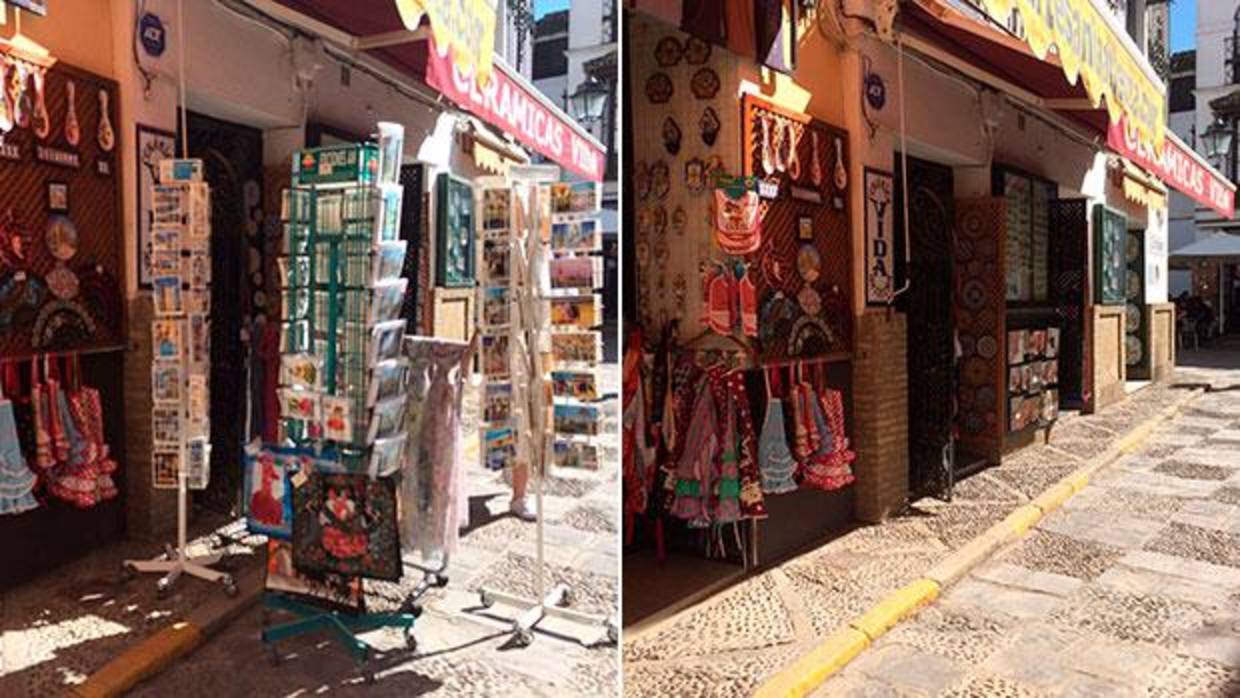 El antes y el después en un comercio del Barrio de Santa Cruz