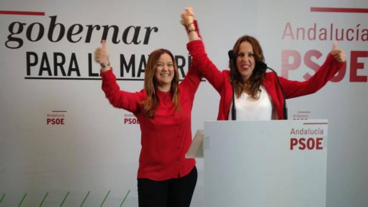 La secretaria del PSOE de Sevilla, Verónica Pérez, cuando proclamó candidata en Los Palacios a Belén Gayango
