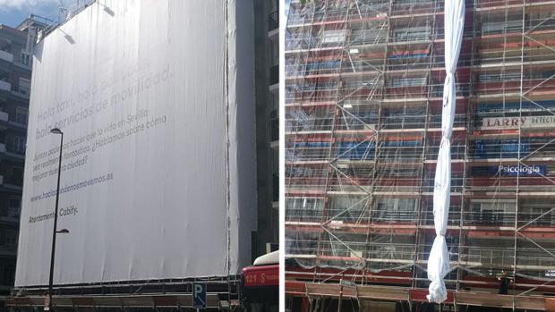 Retiran un anuncio de Cabify de un edificio de la calle Virgen de Luján por carecer de autorización