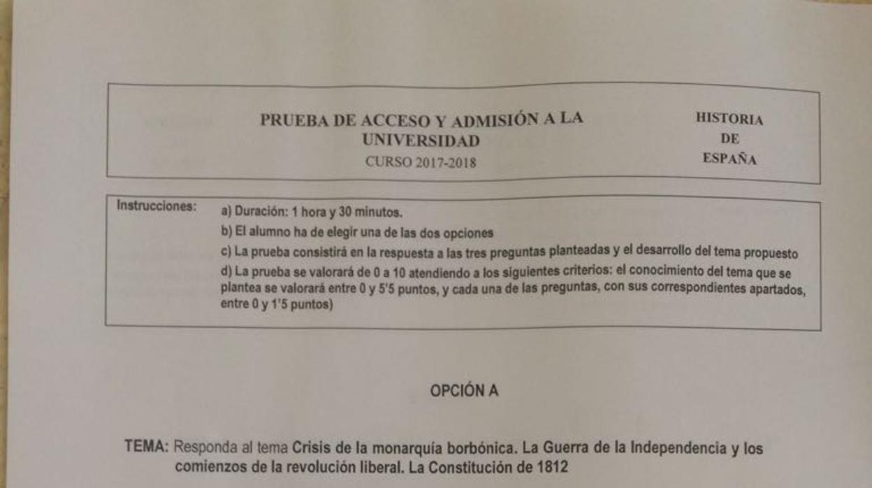 La Constitución de 1978 y Pepe Botella en el examen de la Selectividad de septiembre