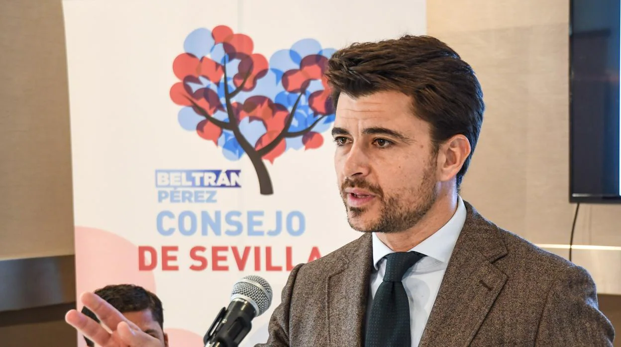 El candidato del PP a la Alcaldía de Sevilla y portavoz del Grupo Popular, Beltrán Pérez