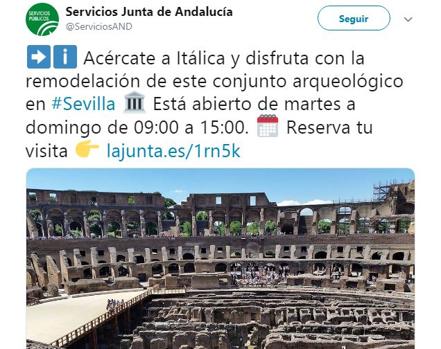 Tuit lanzado por la cuenta de la Junta de Andalucía