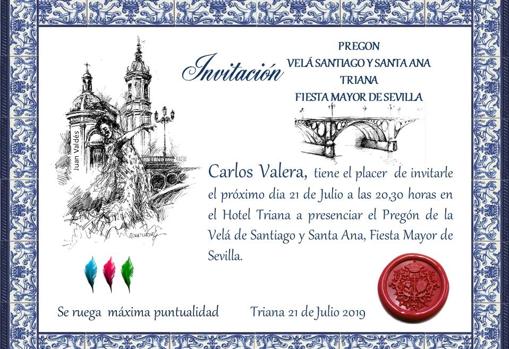 Invitación al pregón de Carlos Valera de esta noche