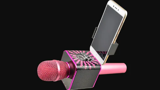 Micrófono de La Voz con el soporte del móvil
