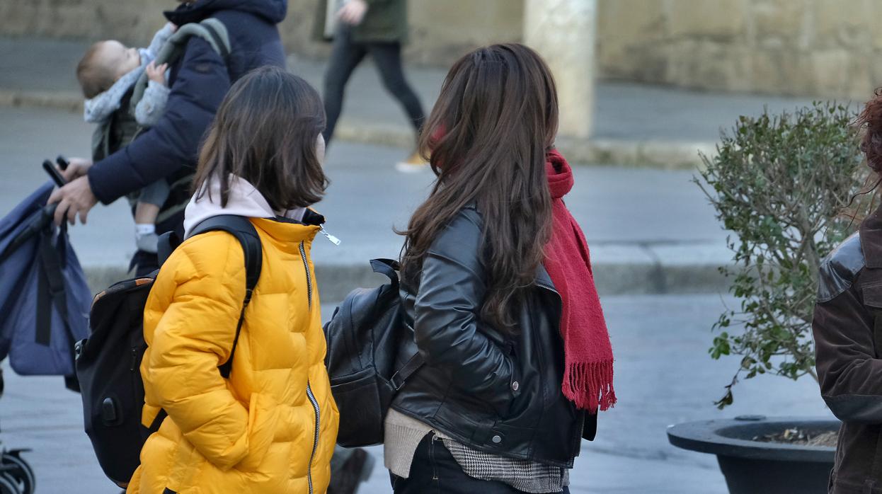 Dos jóvenes, abrigadas por el centro de Sevilla