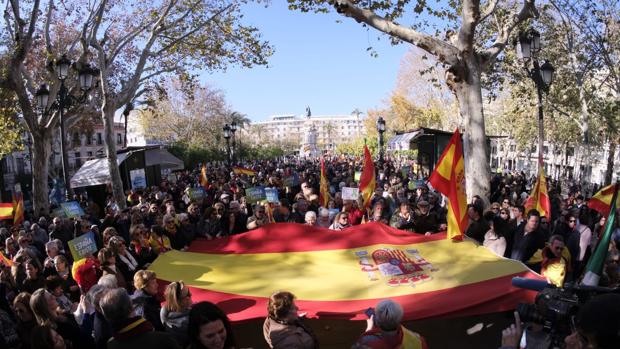 Centenares de manifestantes piden en Sevilla que se  detenga a Quim Torra