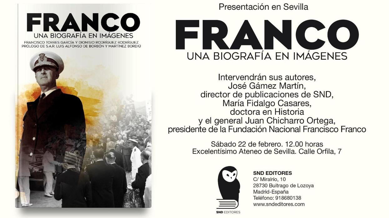 Invitación del acto de presentación de una biografía en imágenes del libro