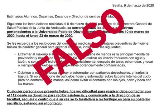 Comunicado falso de la UPO