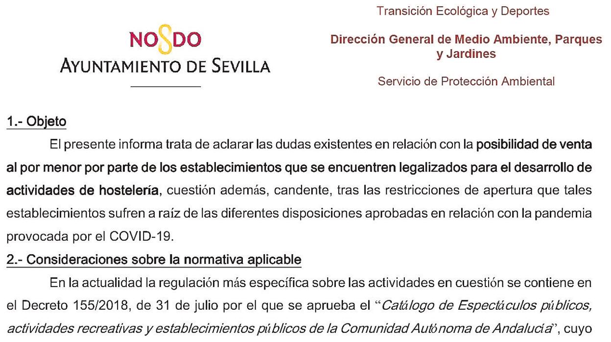 Los documentos del Ayuntamiento que se contradicen sobre la posible reapertura de los bares en Sevilla