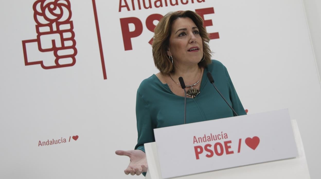 Susana Díaz en una reciente convocatoria de prensa