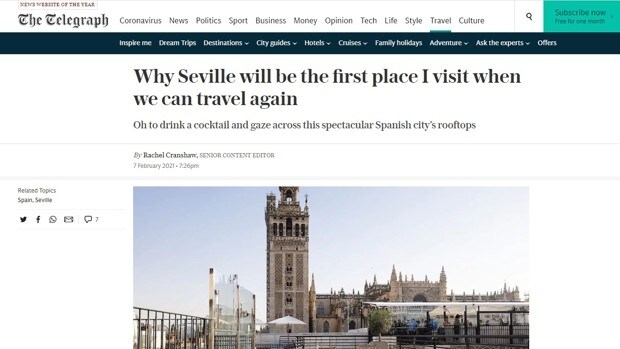 The Telegraph recomienda Sevilla como primera ciudad para viajar cuando sea posible