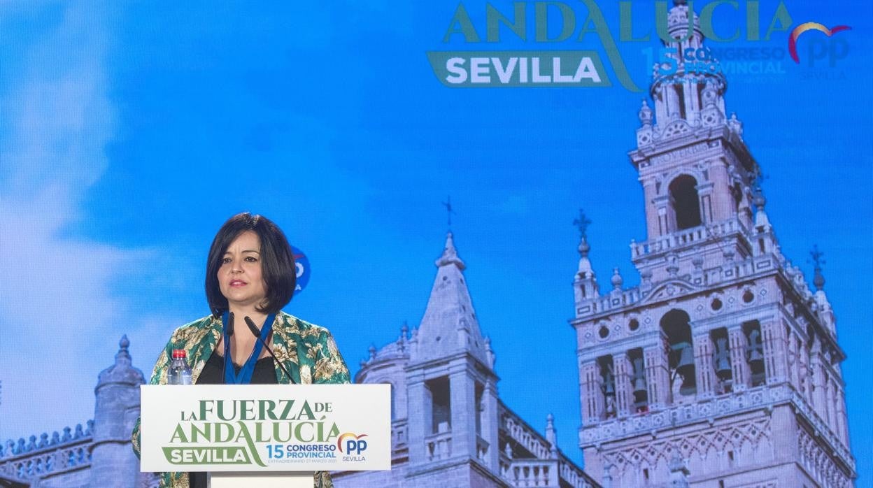 Virginia Pérez, durante el congreso del PP en Sevilla