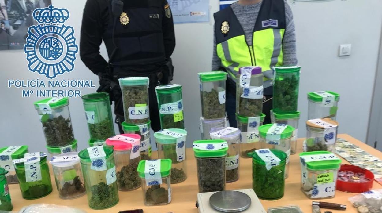 Droga intervenida por la Policía Local en una falsa asociación de cannabis