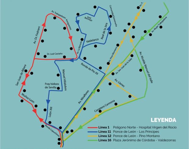 Así son los nuevos recorridos de los autobuses desde este jueves por la peatonalización de la Cruz Roja