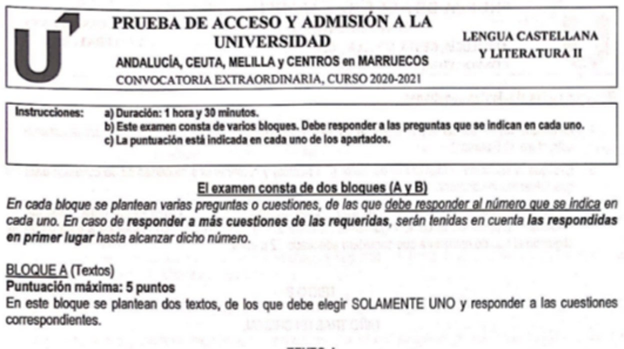 Un poema de Luis Cernuda y un editorial periodístico en el examen de lengua de la Selectividad en Andalucía