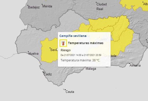 Previsión para este miércoles con aviso amarillo en la campiña