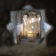 Retablo en obras de a iglesia de Santa Clara