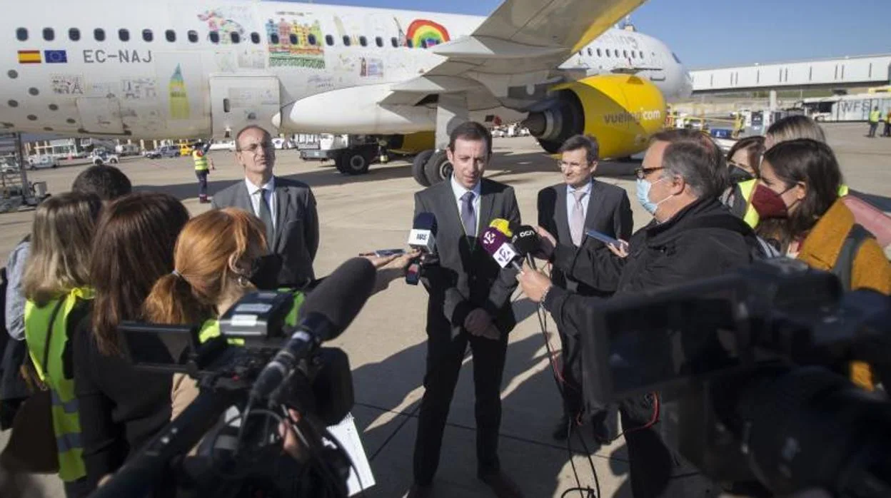 Llegada a Sevilla del primer vuelo verde de Vueling en noviembre