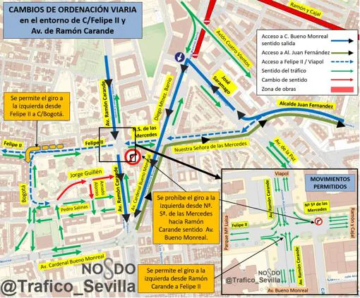 Así es el plan especial de tráfico en Nervión y el Porvenir por la ampliación del Metrocentro