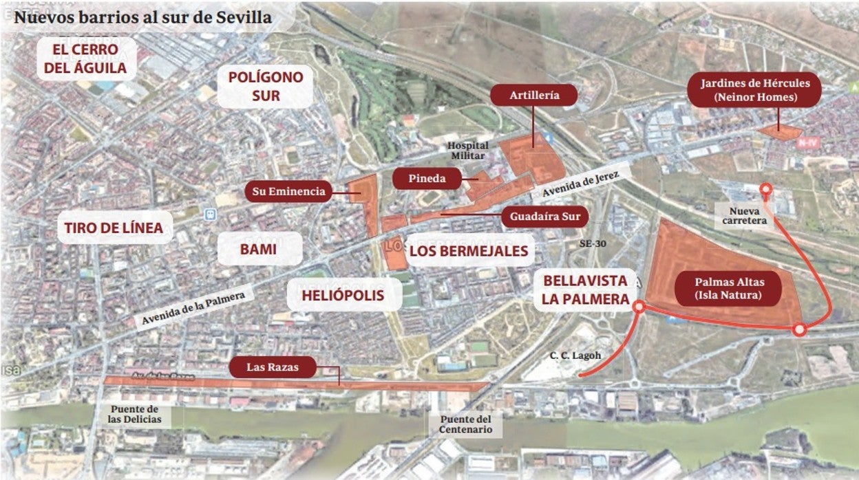 Gráfico de la expansión de Sevilla por el sur