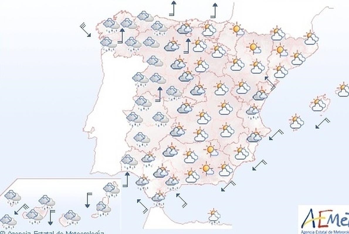 El mapa previsto para este sábado por la mañana