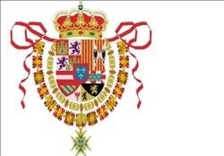 Bandera de la Marina anterior a 1785 con fondo blanco y escudo de armas