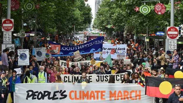 Manifestación en Melbourne (Australia) para pedir acciones contra el cambio climático, este 27 de noviembre