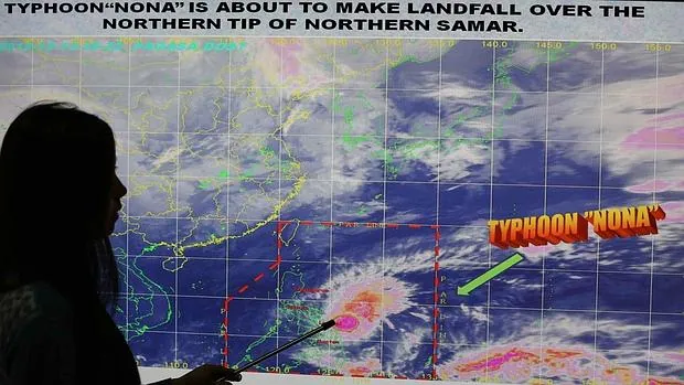 Imagen de la previsión sobre el tifón Melor en Filipinas