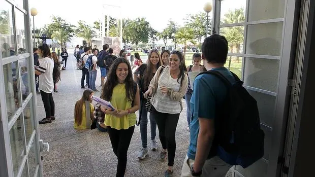 Imagen de estudiantes universitarios en el Campus Universitario de Rabanales en Córdoba