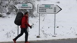 Caminantes en Lugo, con las primeras nieves