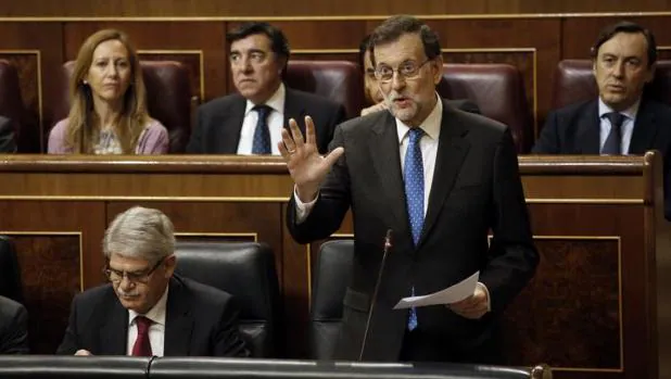 El presidente del Gobierno, Mariano Rajoy, durante la sesión de control al Gobierno de este miércoles