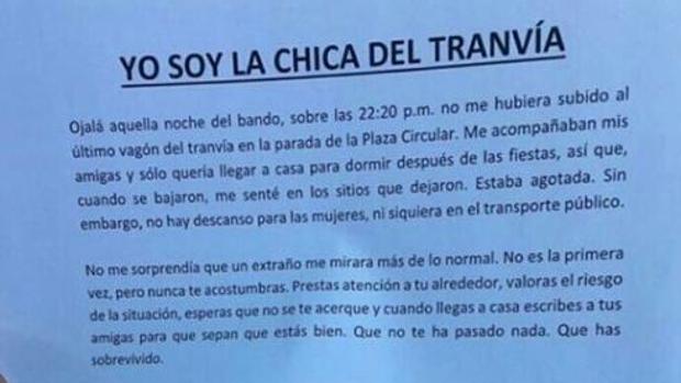 La supuesta «chica del tranvía» responde con otro cartel en Murcia