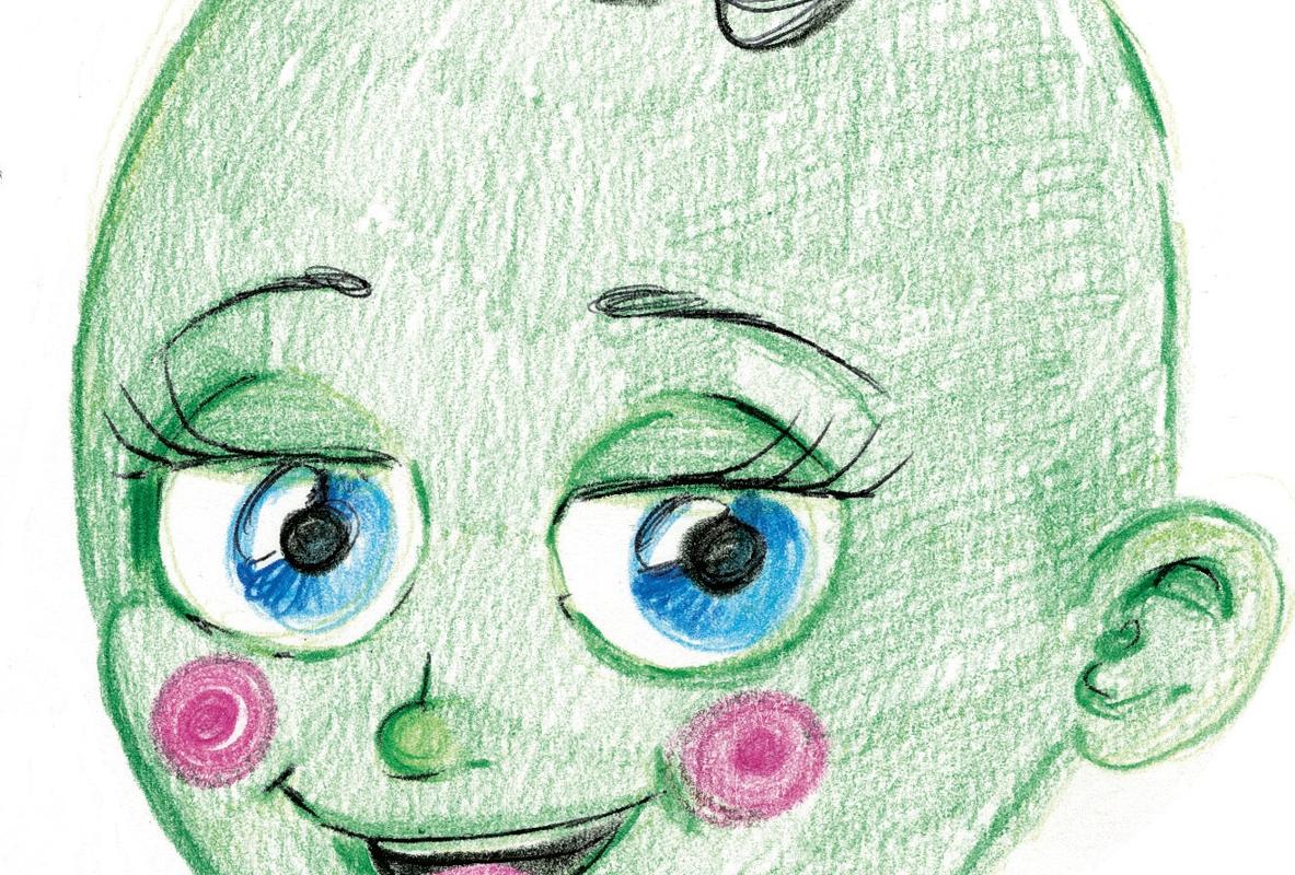 El dibujo de «El bebé verde», por Roberta Marrero