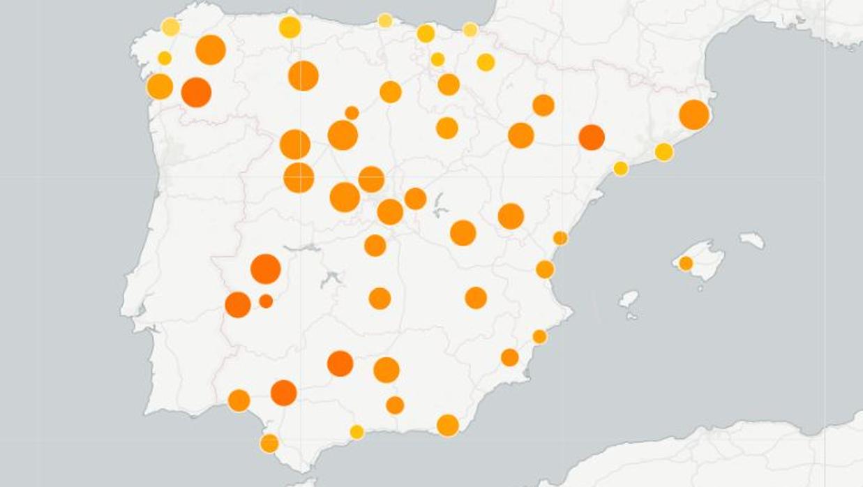 Temperaturas de cada ciudad de España