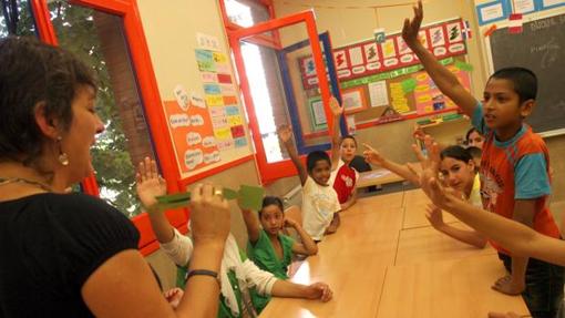 Interior de una clase en un centro escolar en Cataluña