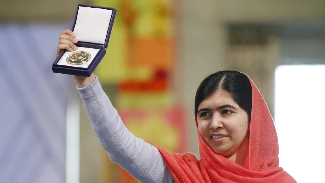 Malala, durante la ceremonia de entrega del Nobel de la Paz en 2014