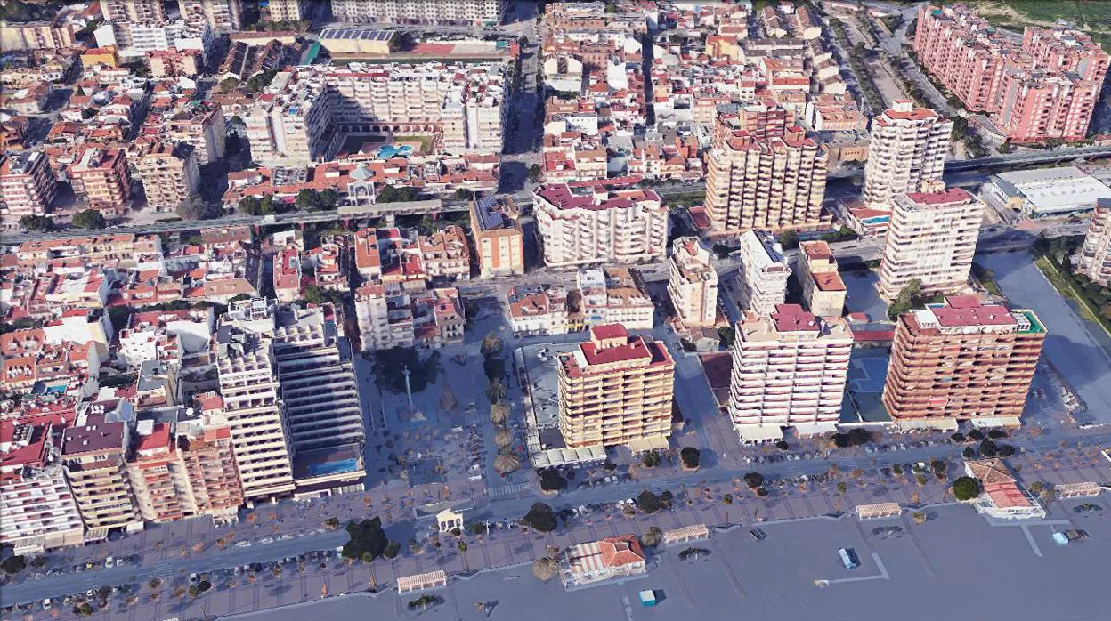 Simulación de subida del nivel del agua en Fuengirola (Málaga)