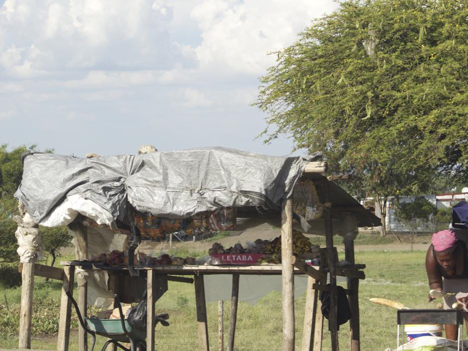 Puesto de comida en la carretera camino de Pretoria