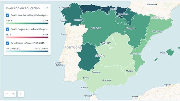 El gasto público en educación entre las comunidades autónomas tiene desigualdades de hasta un 63%