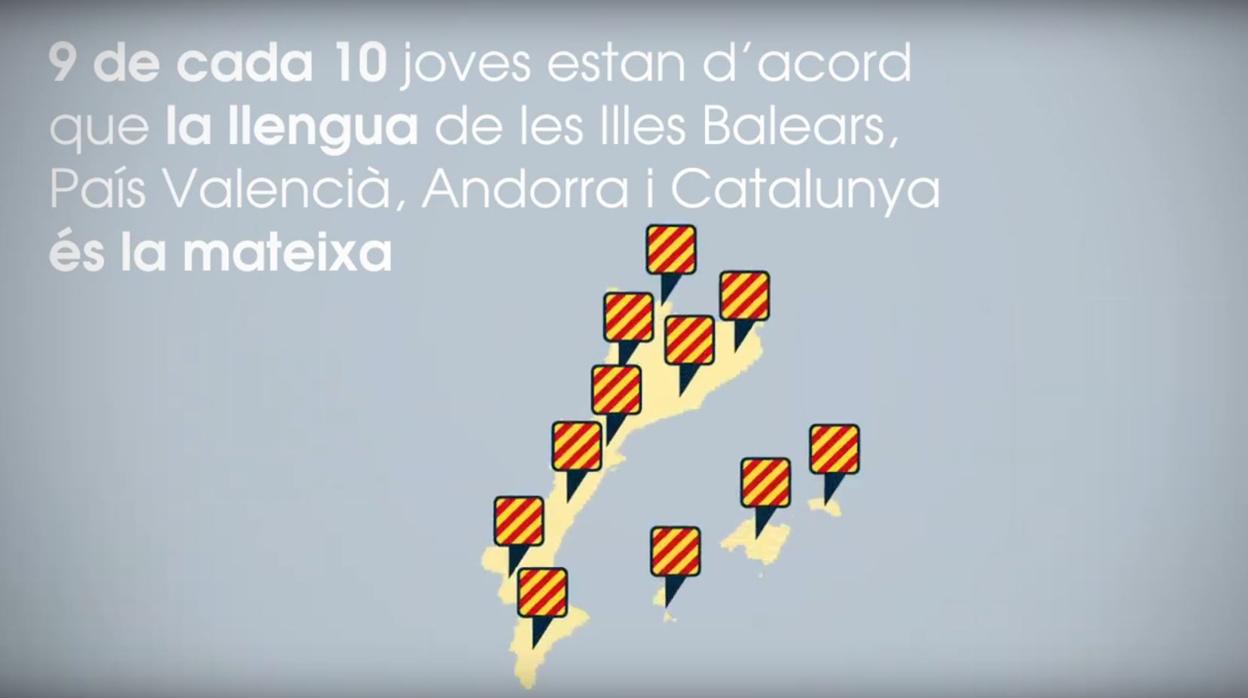 Un vídeo de la UIB sobre el uso del catalán entre los jóvenes muestra señeras sobre Baleares, Valencia, Cataluña y Andorra