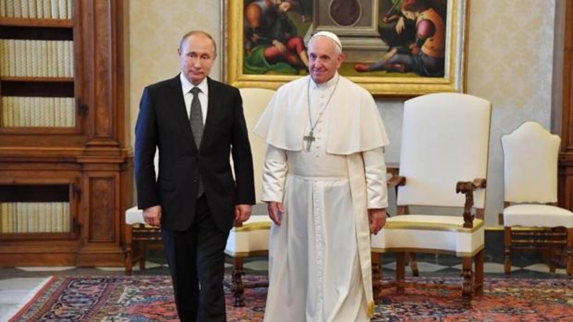 El Papa y Putin ayer en el Vaticano