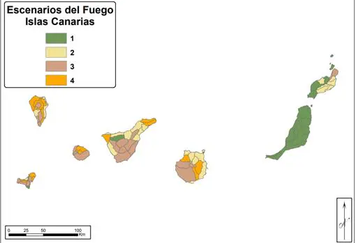 Escenarios del fuego en Islas Canarias según la herramienta de Cristina Montiel