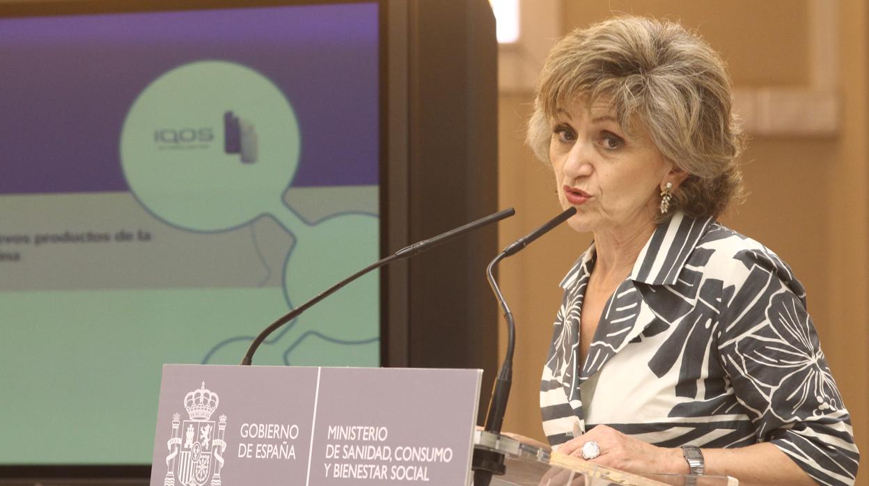 María Luisa Carcedo, ministra de Sanidad, en funciones durante la inauguración de la jornada