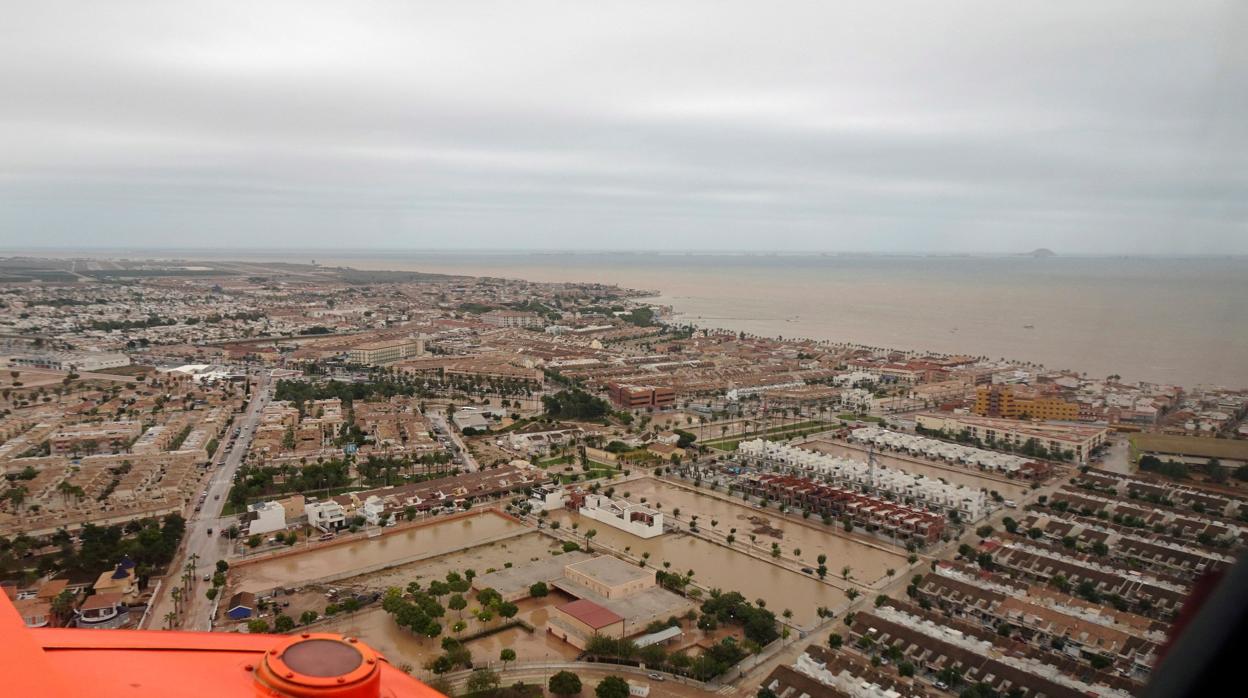 Vistas aéreas de la zona del Mar Menor, afectada por la DANA