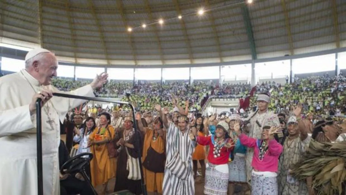 El Papa Francisco durante su visita a Puerto Maldonado