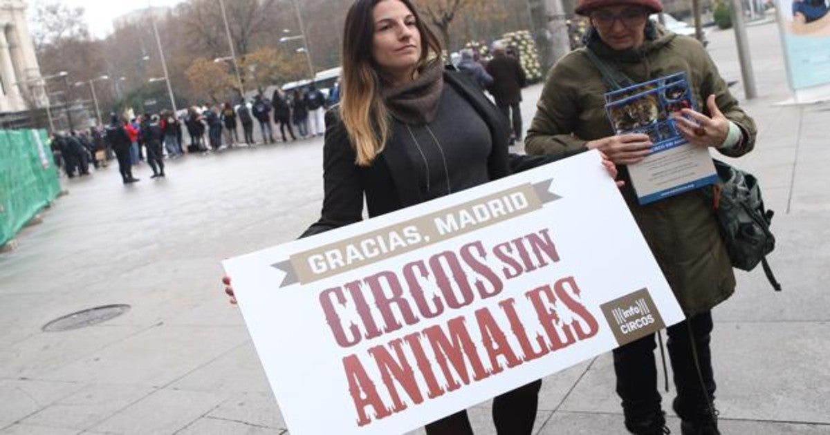 Defensoras de los animales en una protesta en Madrid