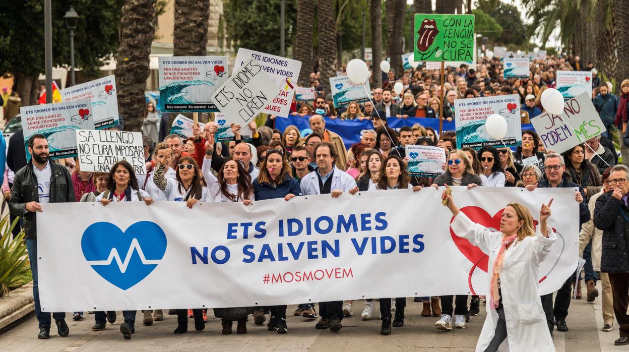 Imagen de archivo de una protesta contra el decreto del catalán en la sanidad balear