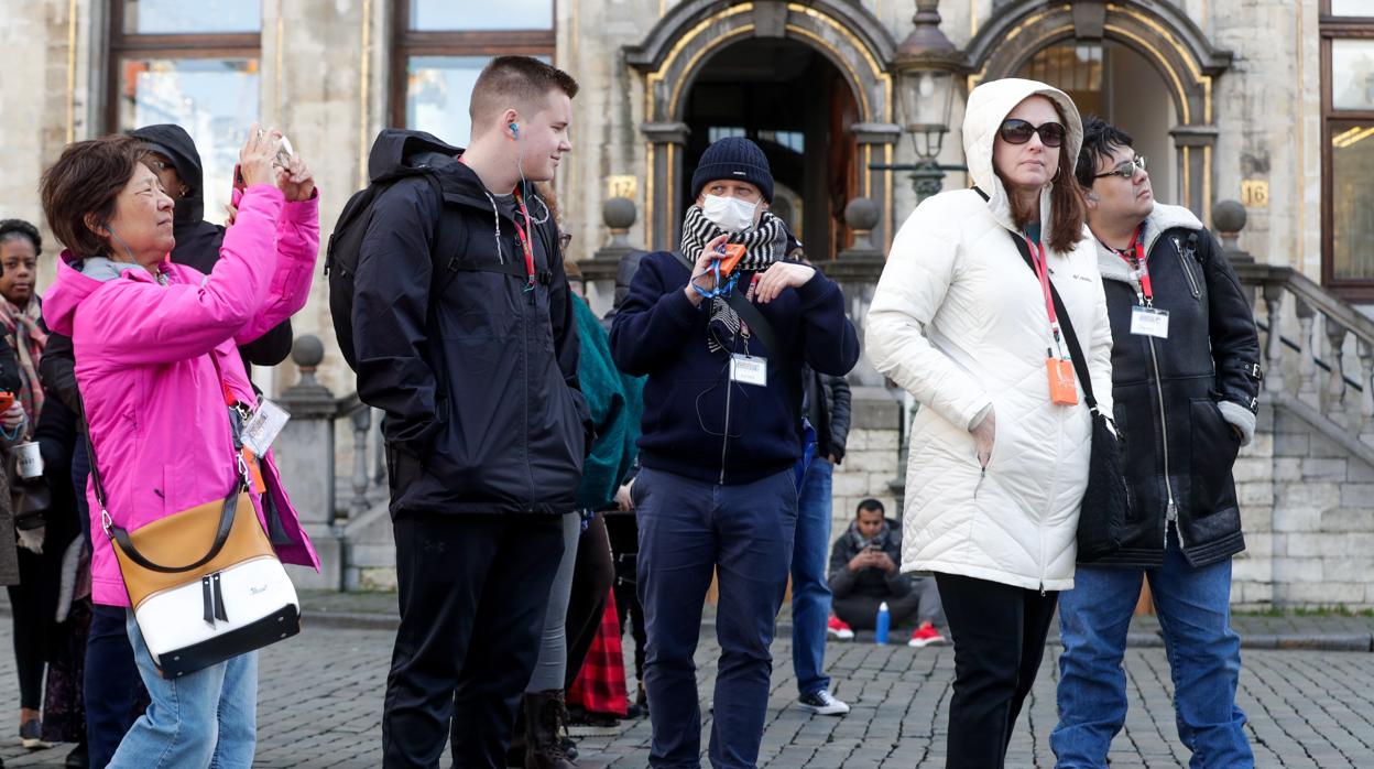 Varios turistas en Bruselas