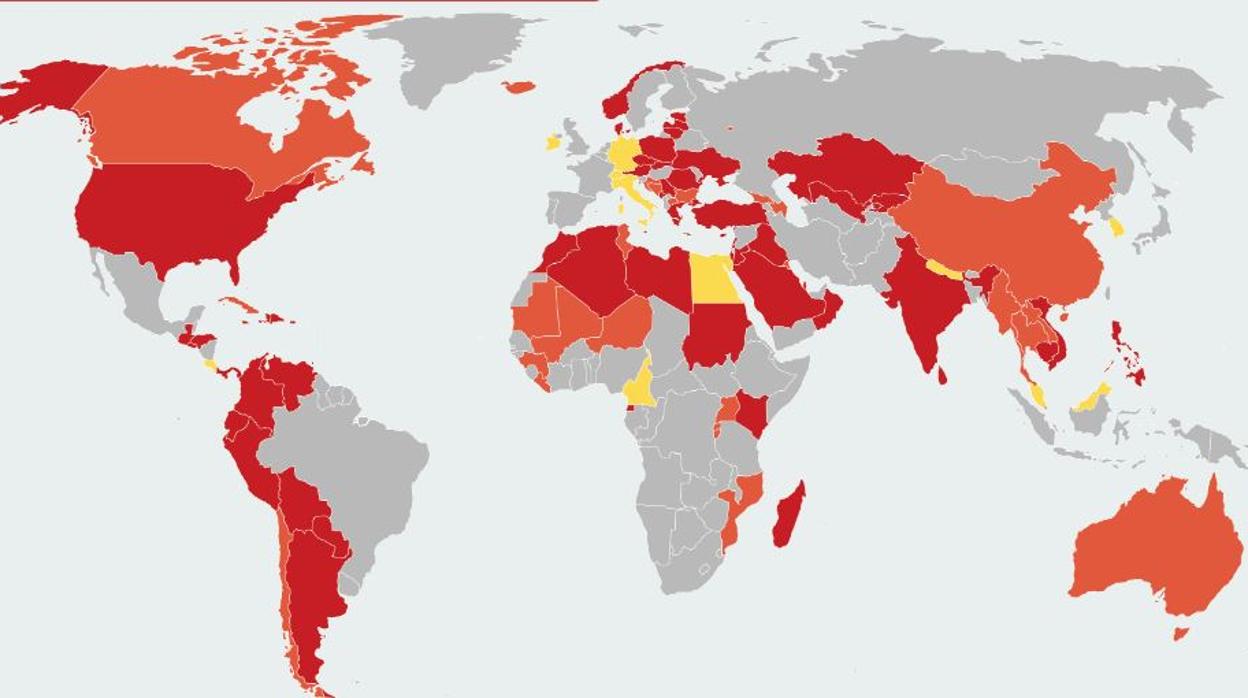 Países con restricciones a viajeros de España